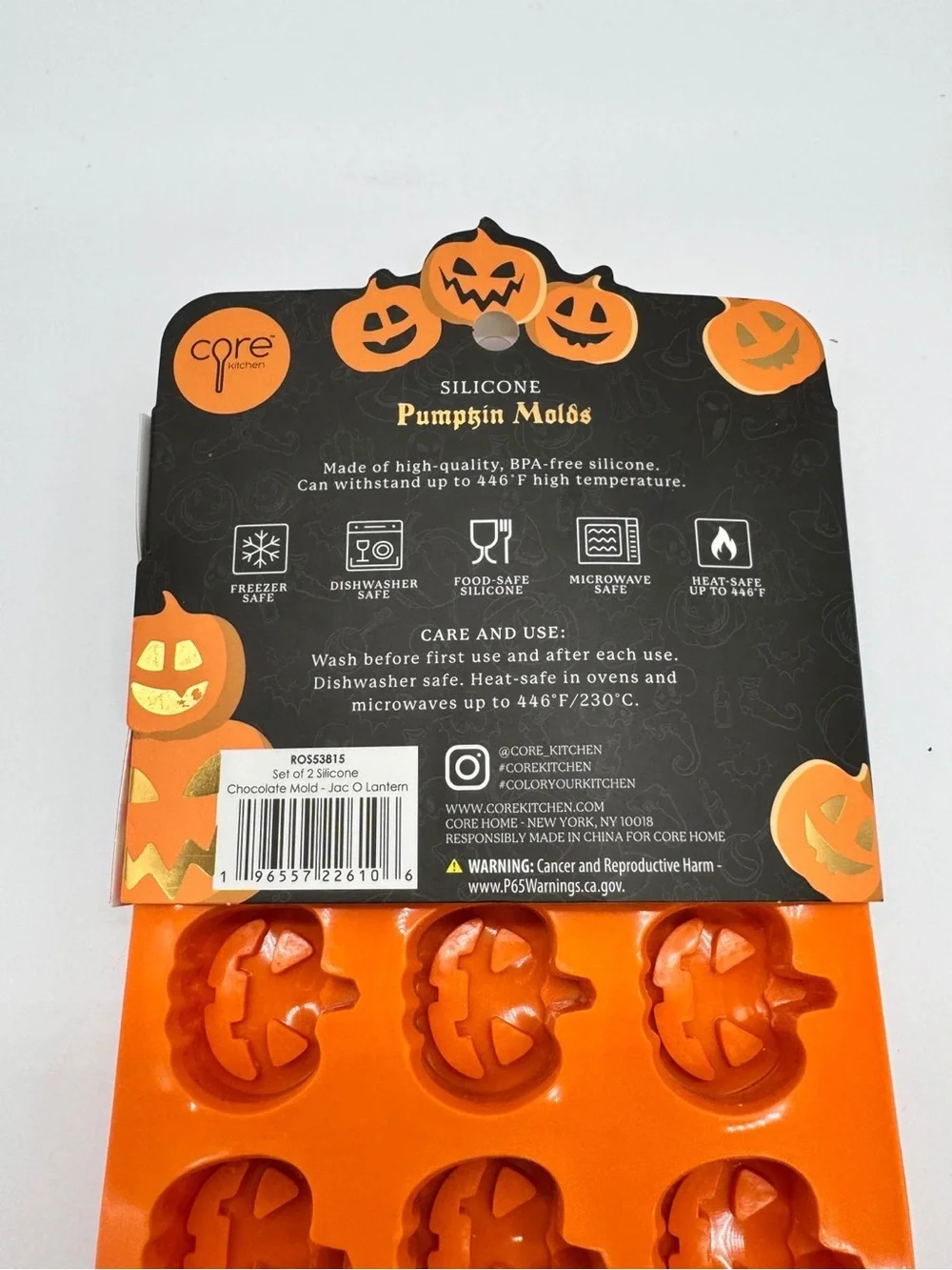 New Core Kitchen Silicone Pumpkin Molds Set of 2 Halloween Jack-O-Lantern NWT
